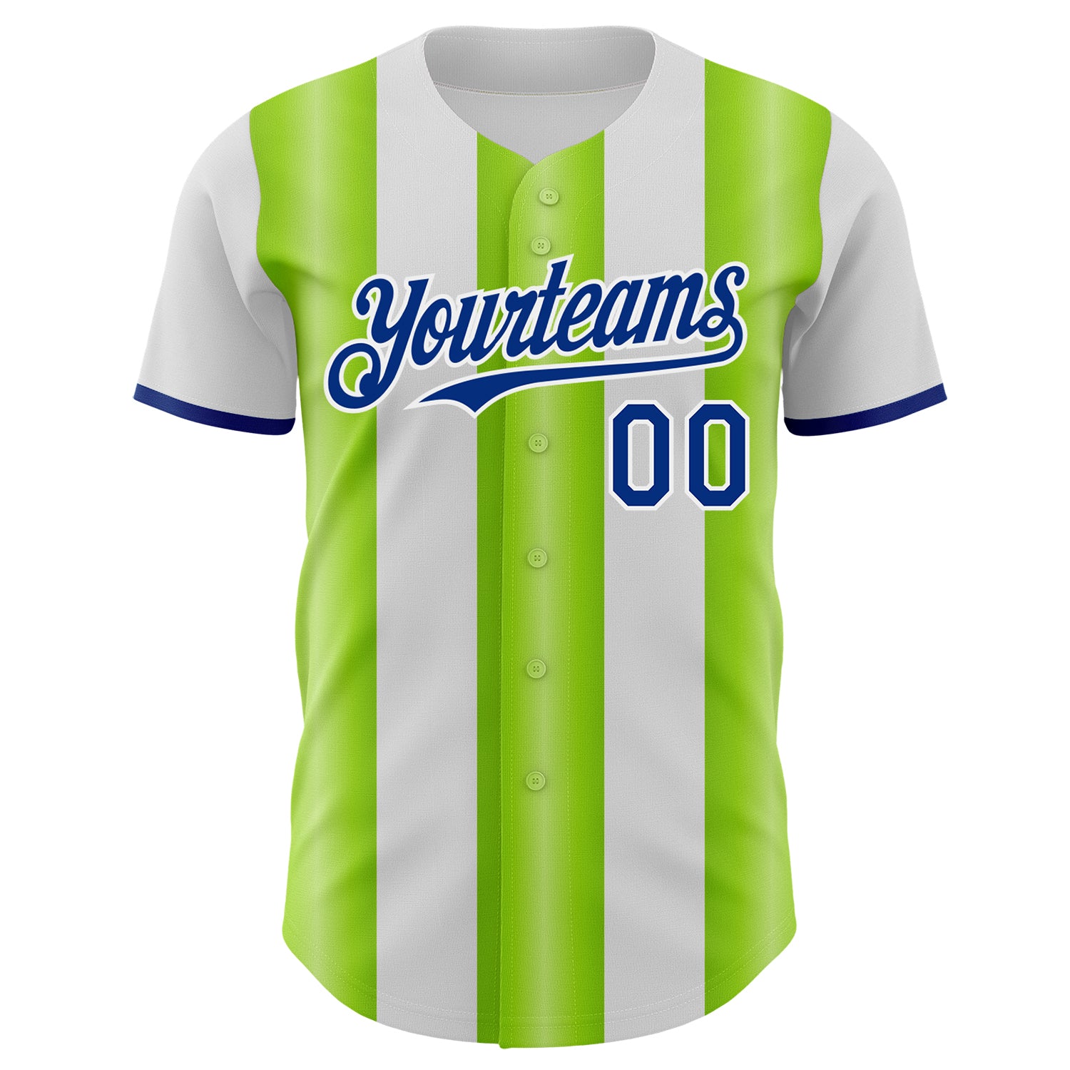 Custom White Royal-Neon Green Gradient Vertical Stripe Argentina Style Authentic Baseball Jersey