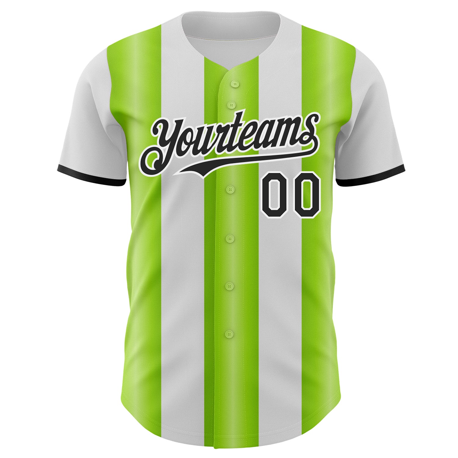 Custom White Black-Neon Green Gradient Vertical Stripe Argentina Style Authentic Baseball Jersey