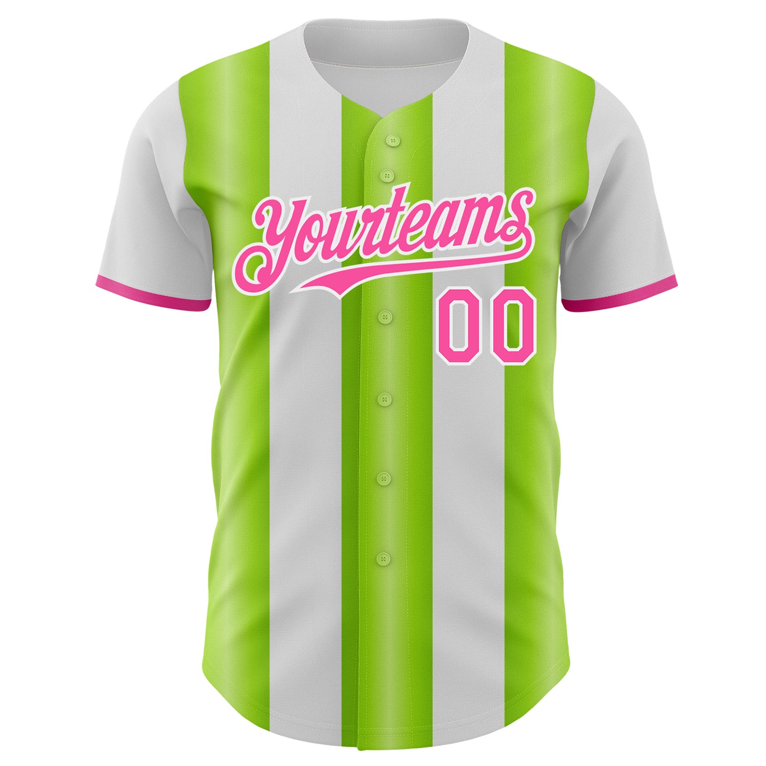 Custom White Pink-Neon Green Gradient Vertical Stripe Argentina Style Authentic Baseball Jersey