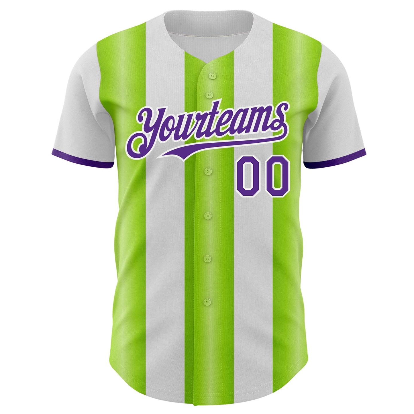 Custom White Purple-Neon Green Gradient Vertical Stripe Argentina Style Authentic Baseball Jersey
