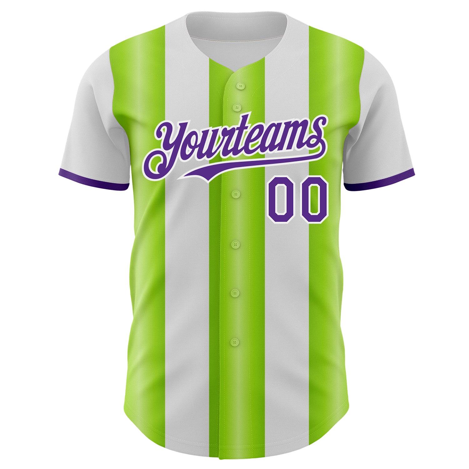Custom White Purple-Neon Green Gradient Vertical Stripe Argentina Style Authentic Baseball Jersey