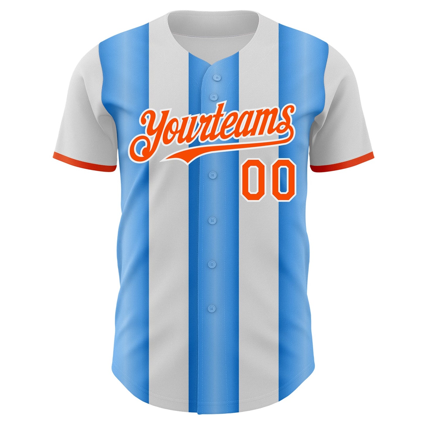Custom White Orange-Electric Blue Gradient Vertical Stripe Argentina Style Authentic Baseball Jersey