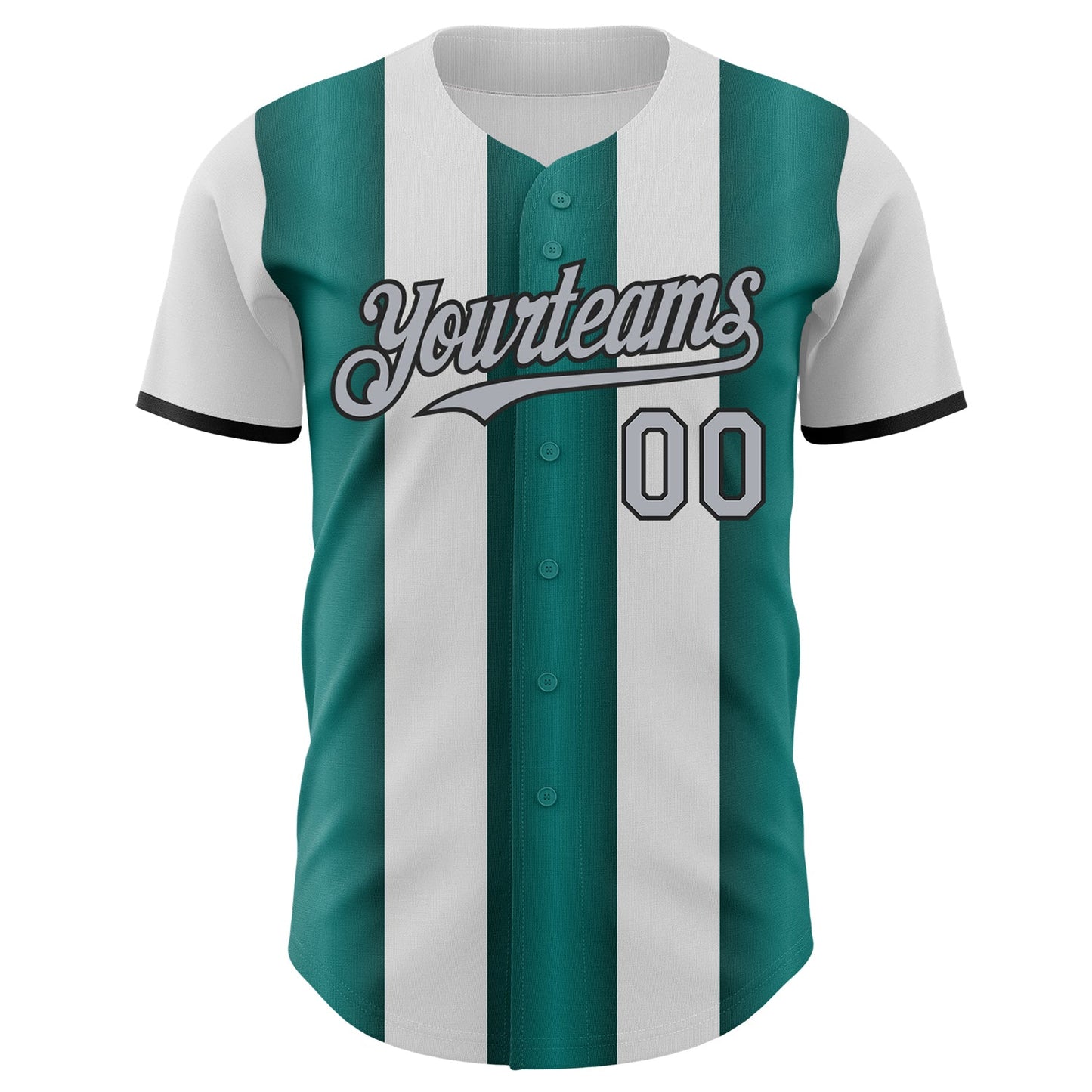 Custom White Gray Midnight Green-Black Gradient Vertical Stripe Argentina Style Authentic Baseball Jersey