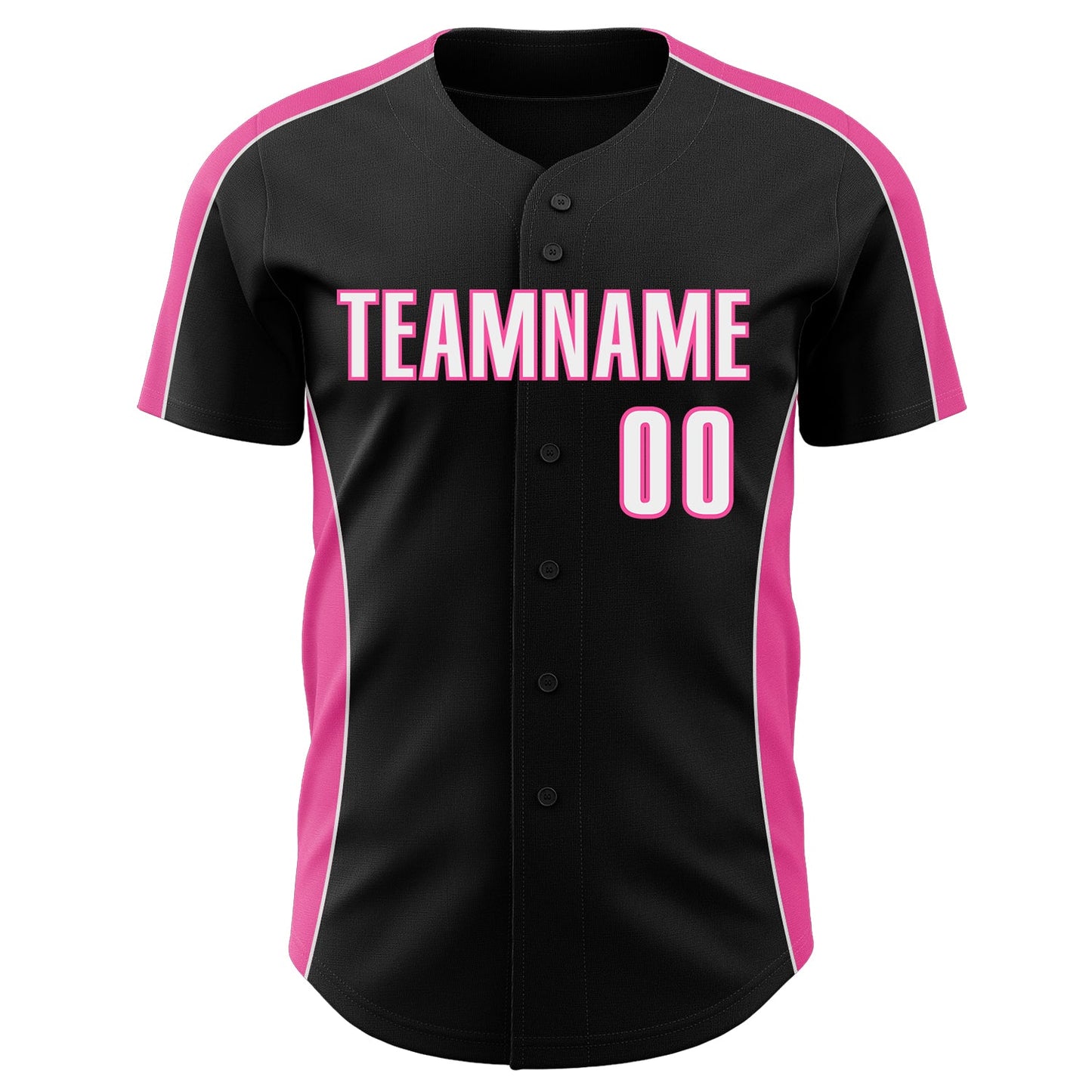 Custom Black White-Pink Classic Color Block Side Panel Stripe Authentic Baseball Jersey