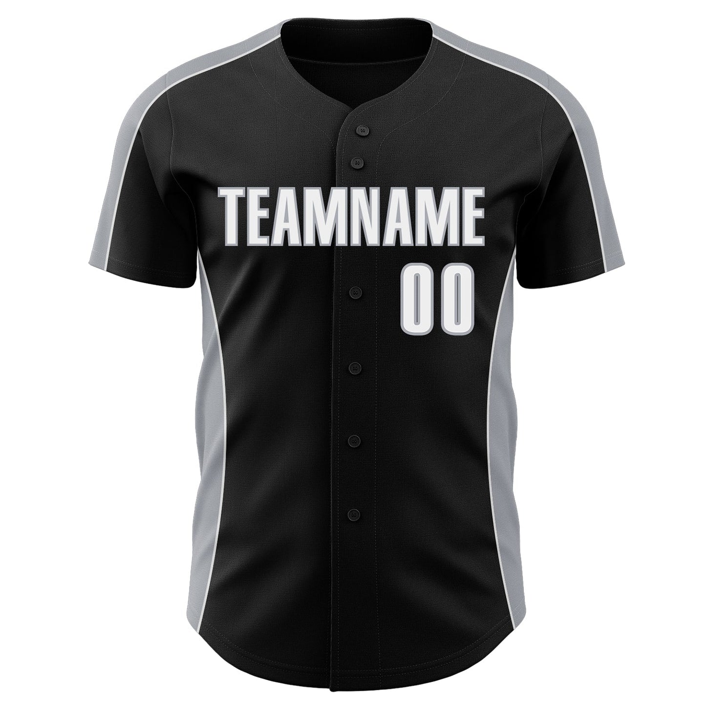 Custom Black White-Gray Classic Color Block Side Panel Stripe Authentic Baseball Jersey