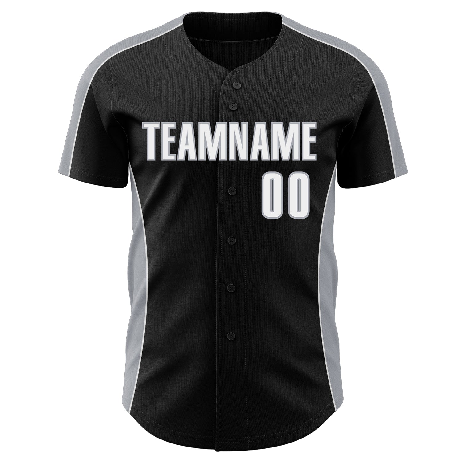 Custom Black White-Gray Classic Color Block Side Panel Stripe Authentic Baseball Jersey