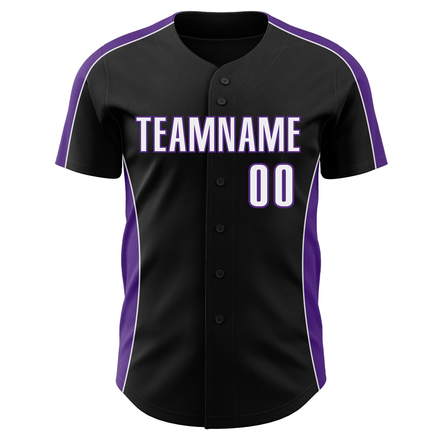 Custom Black White-Purple Classic Color Block Side Panel Stripe Authentic Baseball Jersey