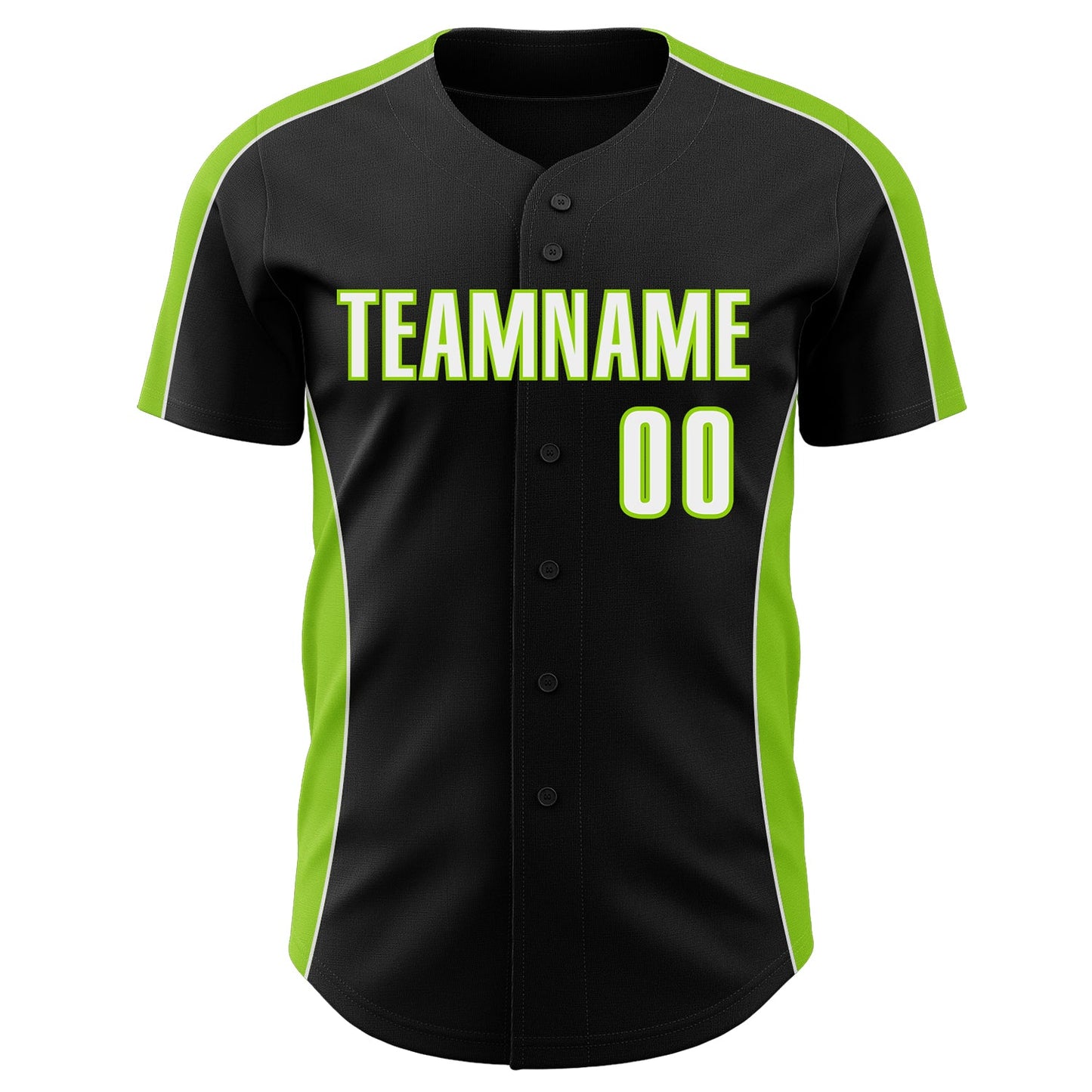 Custom Black White-Neon Green Classic Color Block Side Panel Stripe Authentic Baseball Jersey