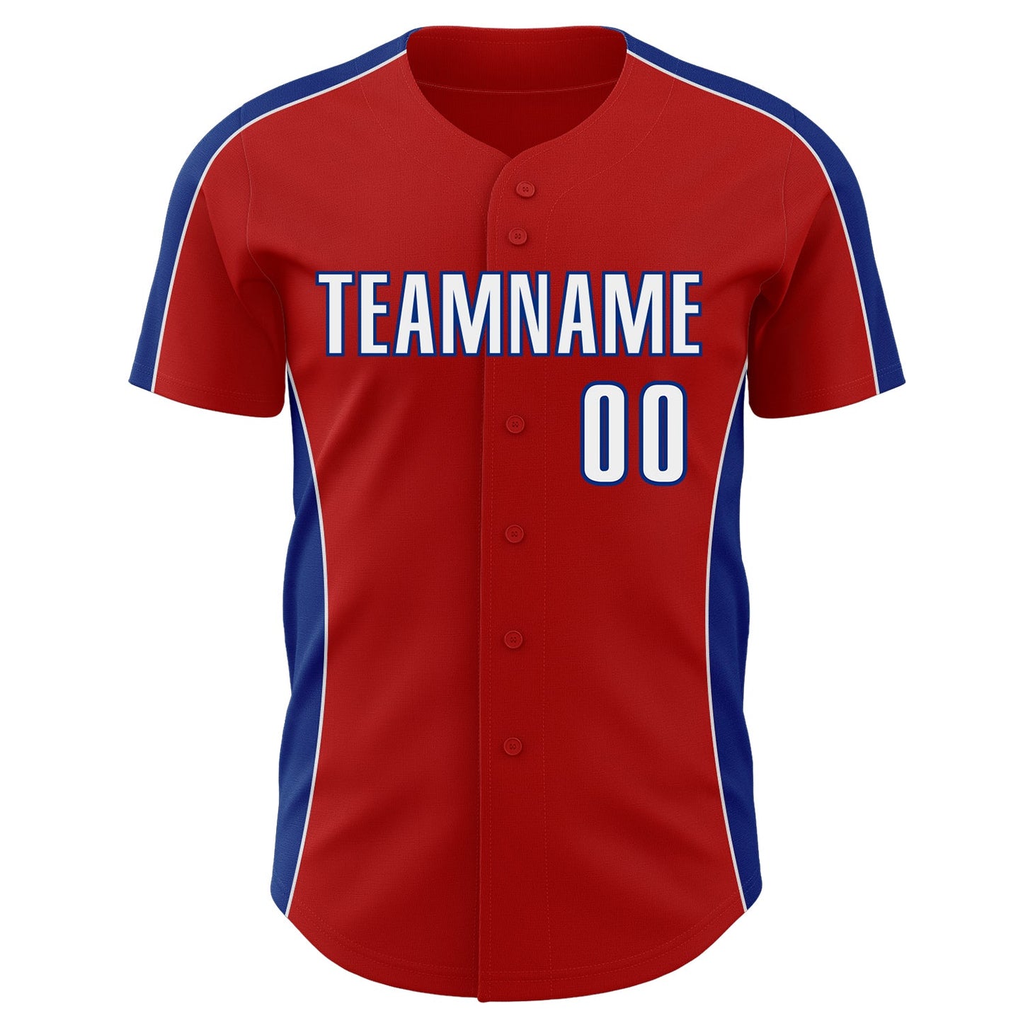 Custom Red White-Royal Classic Color Block Side Panel Stripe Authentic Baseball Jersey