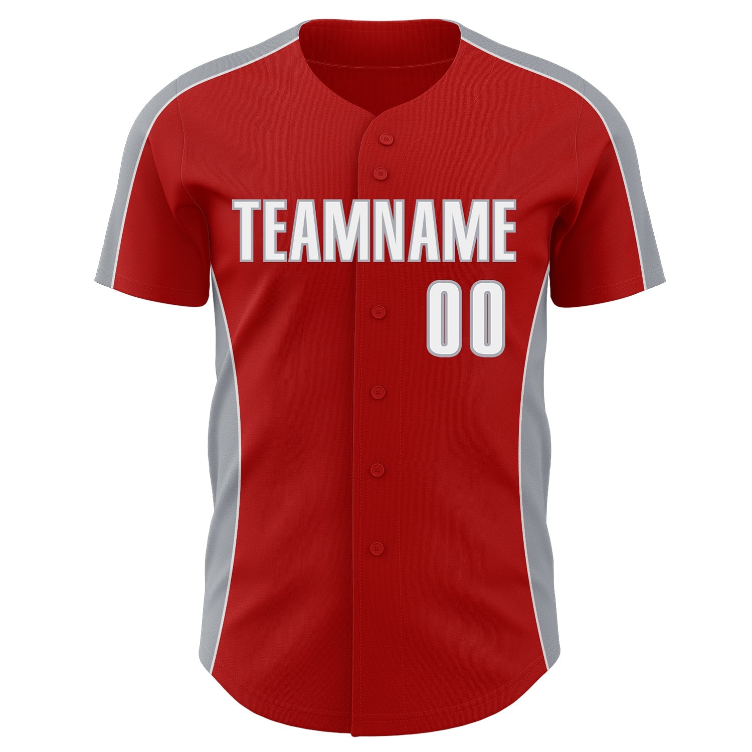 Custom Red White-Gray Classic Color Block Side Panel Stripe Authentic Baseball Jersey