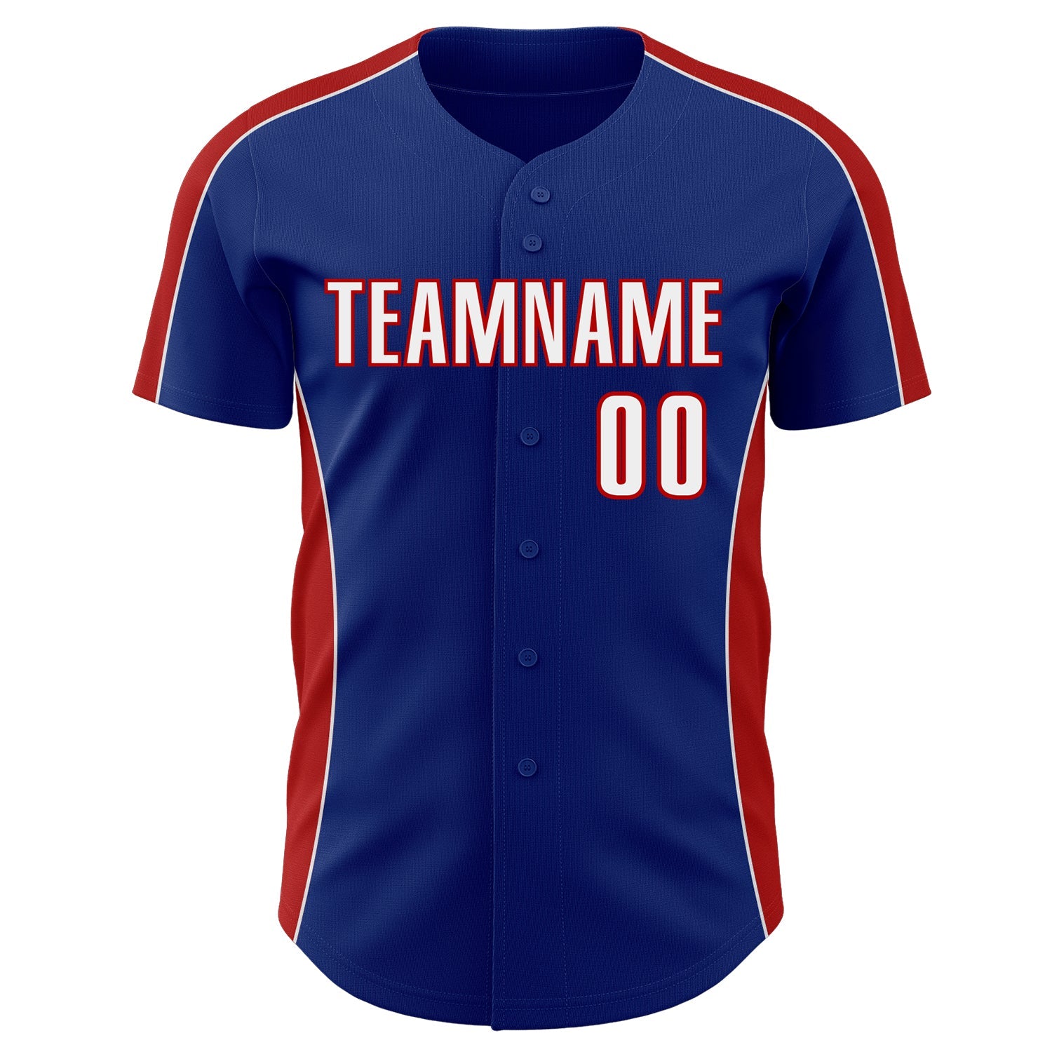 Custom Royal White-Red Classic Color Block Side Panel Stripe Authentic Baseball Jersey