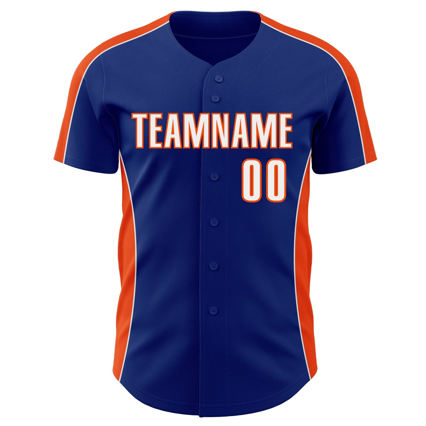 Custom Royal White-Orange Classic Color Block Side Panel Stripe Authentic Baseball Jersey