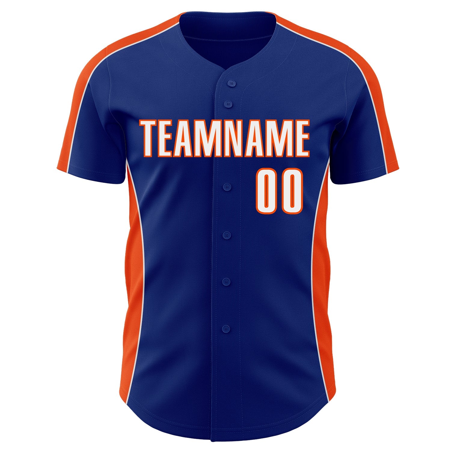 Custom Royal White-Orange Classic Color Block Side Panel Stripe Authentic Baseball Jersey