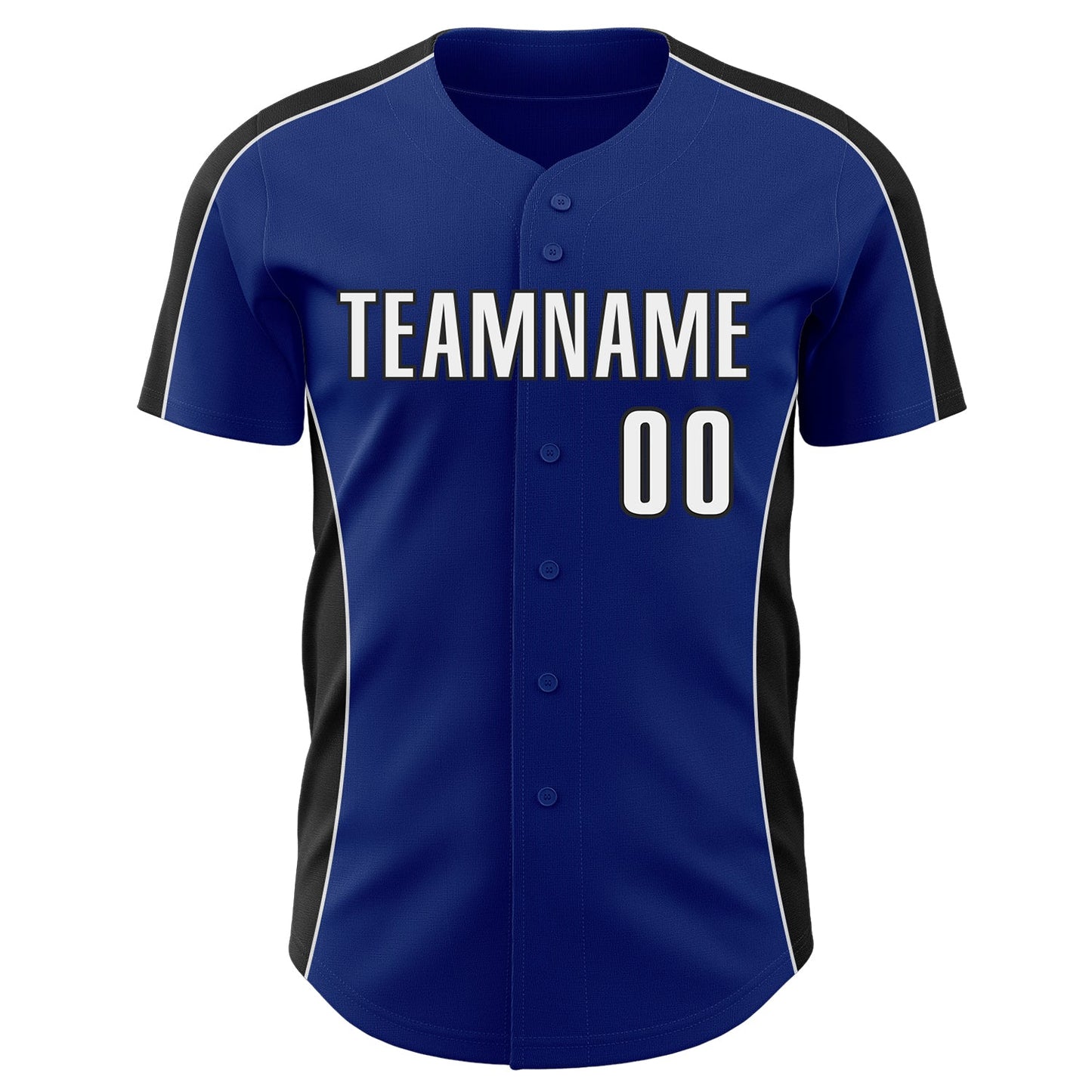 Custom Royal White-Black Classic Color Block Side Panel Stripe Authentic Baseball Jersey