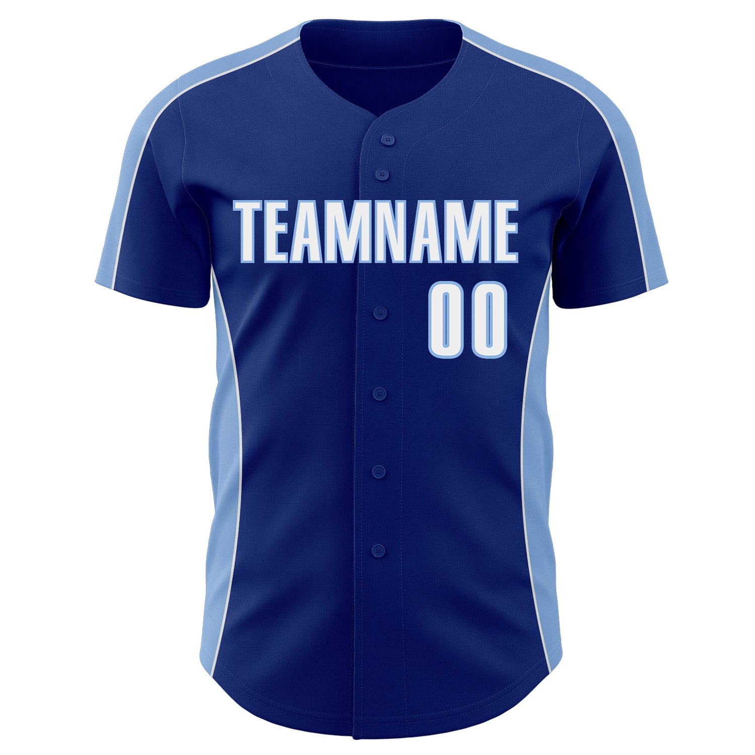 Custom Royal White-Light Blue Classic Color Block Side Panel Stripe Authentic Baseball Jersey