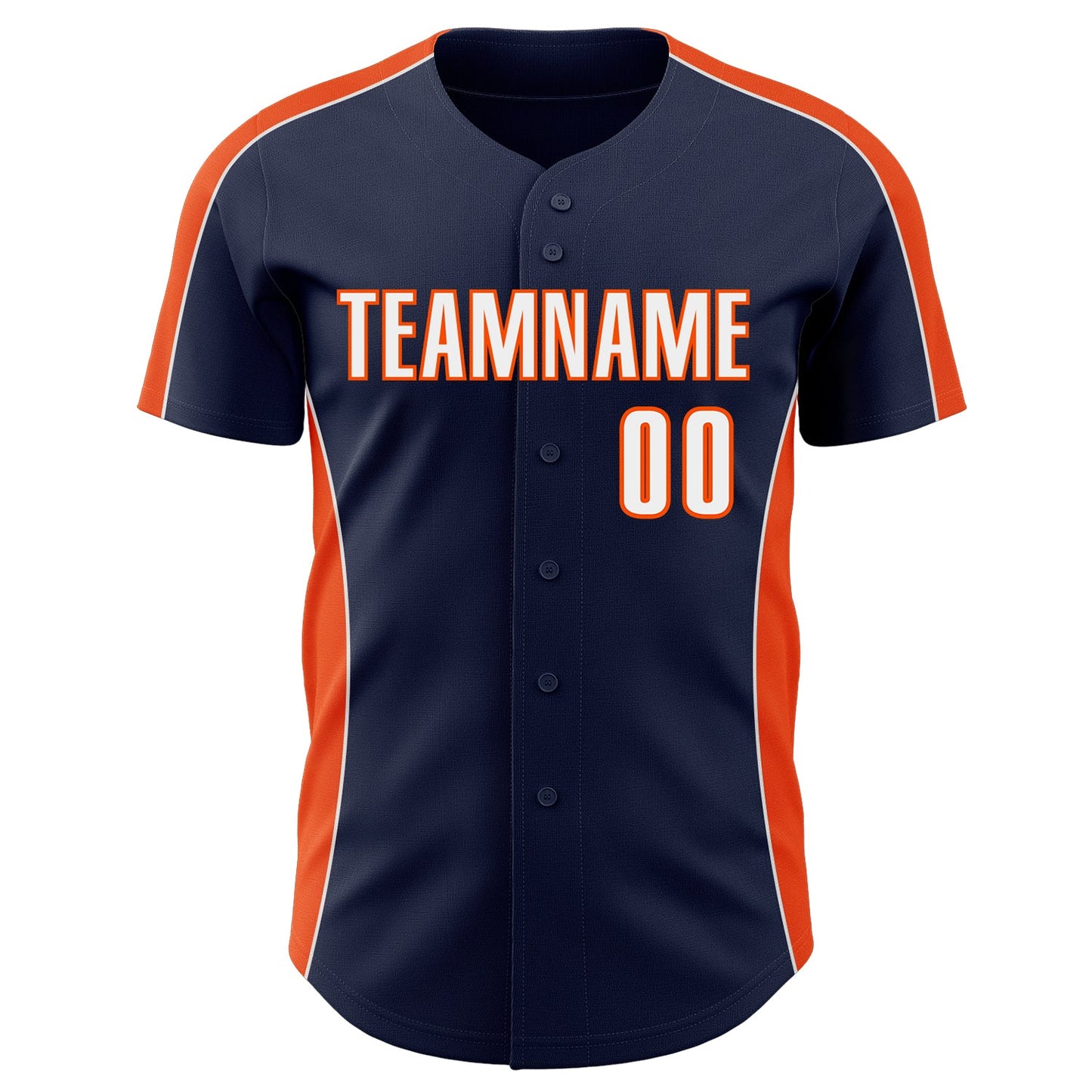 Custom Navy White-Orange Classic Color Block Side Panel Stripe Authentic Baseball Jersey