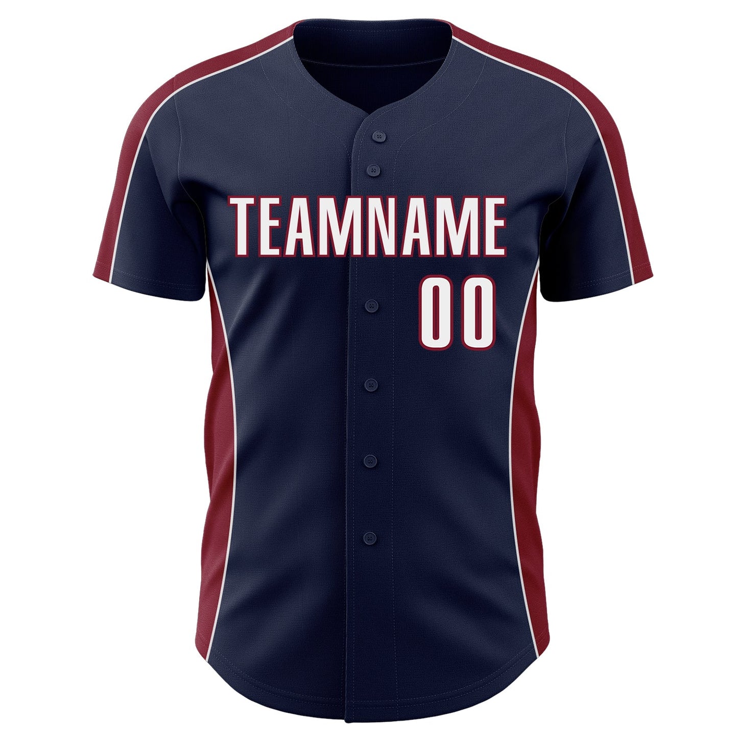 Custom Navy White-Crimson Classic Color Block Side Panel Stripe Authentic Baseball Jersey