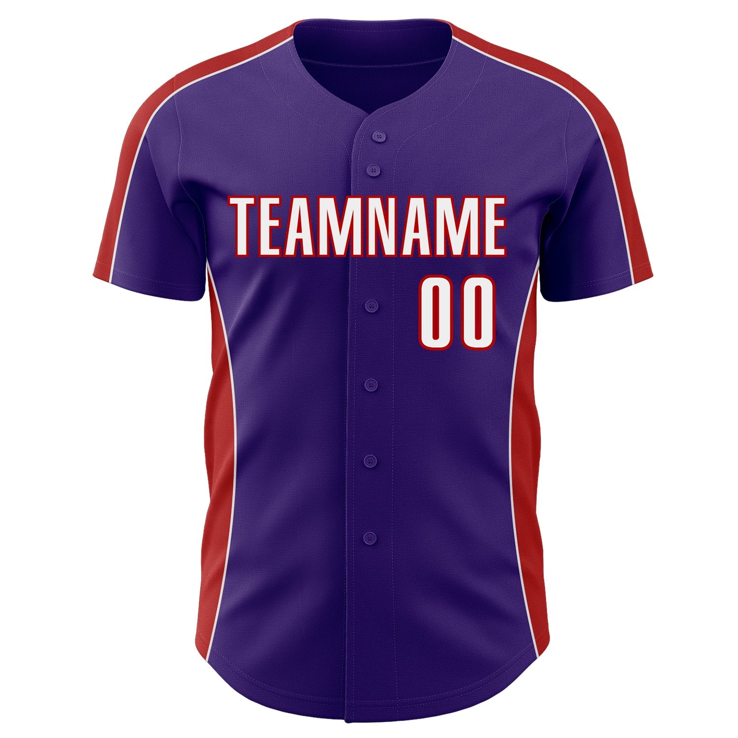 Custom Purple White-Red Classic Color Block Side Panel Stripe Authentic Baseball Jersey