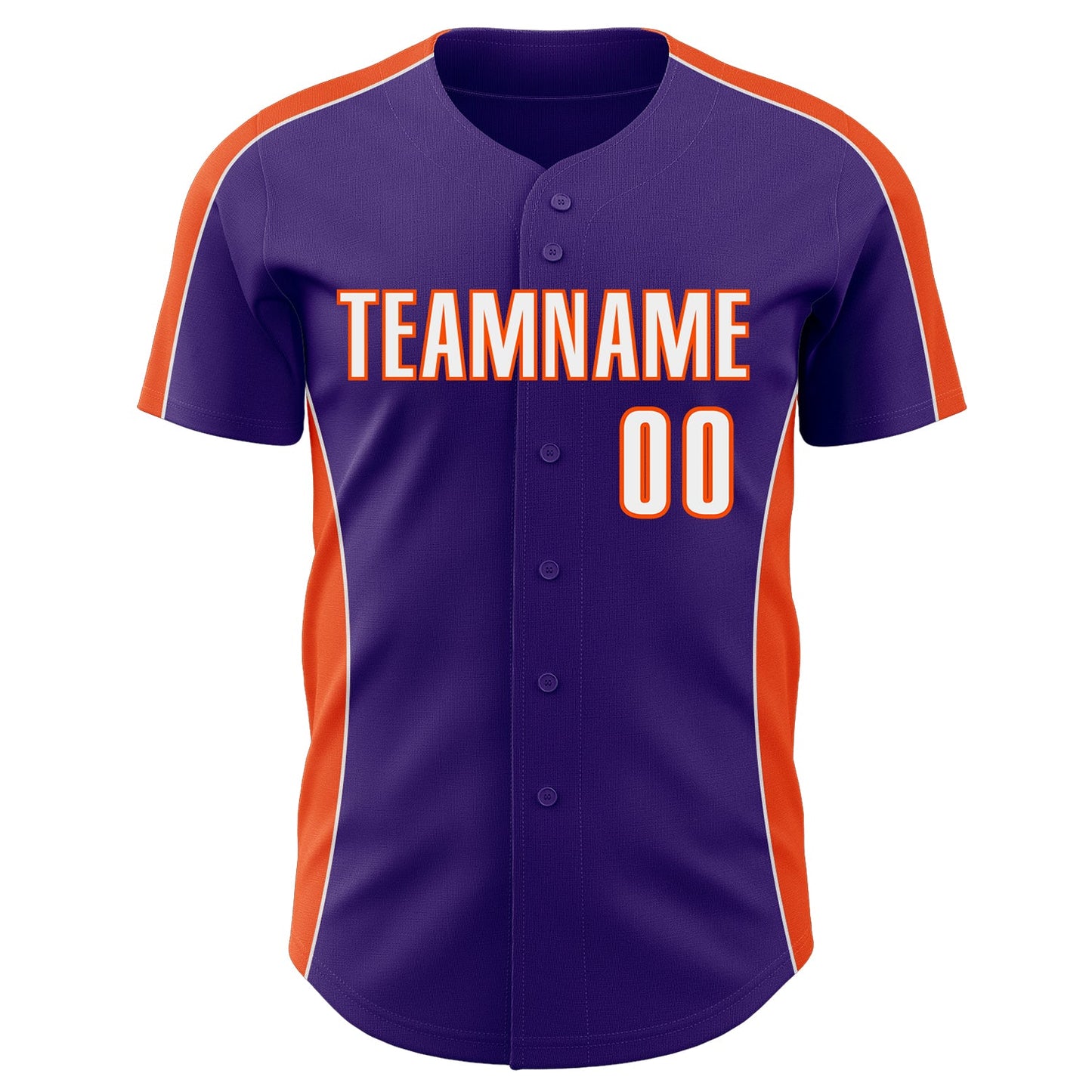 Custom Purple White-Orange Classic Color Block Side Panel Stripe Authentic Baseball Jersey