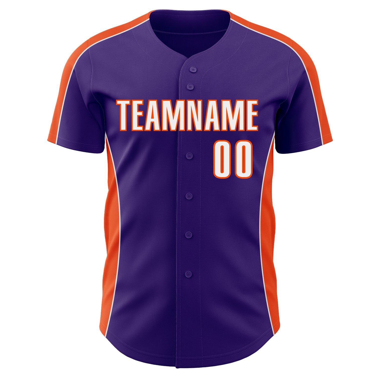 Custom Purple White-Orange Classic Color Block Side Panel Stripe Authentic Baseball Jersey