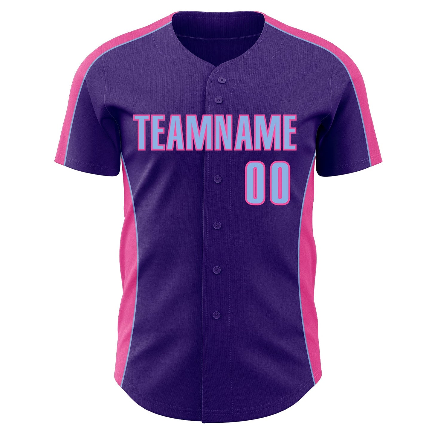 Custom Purple Light Blue-Pink Classic Color Block Side Panel Stripe Authentic Baseball Jersey