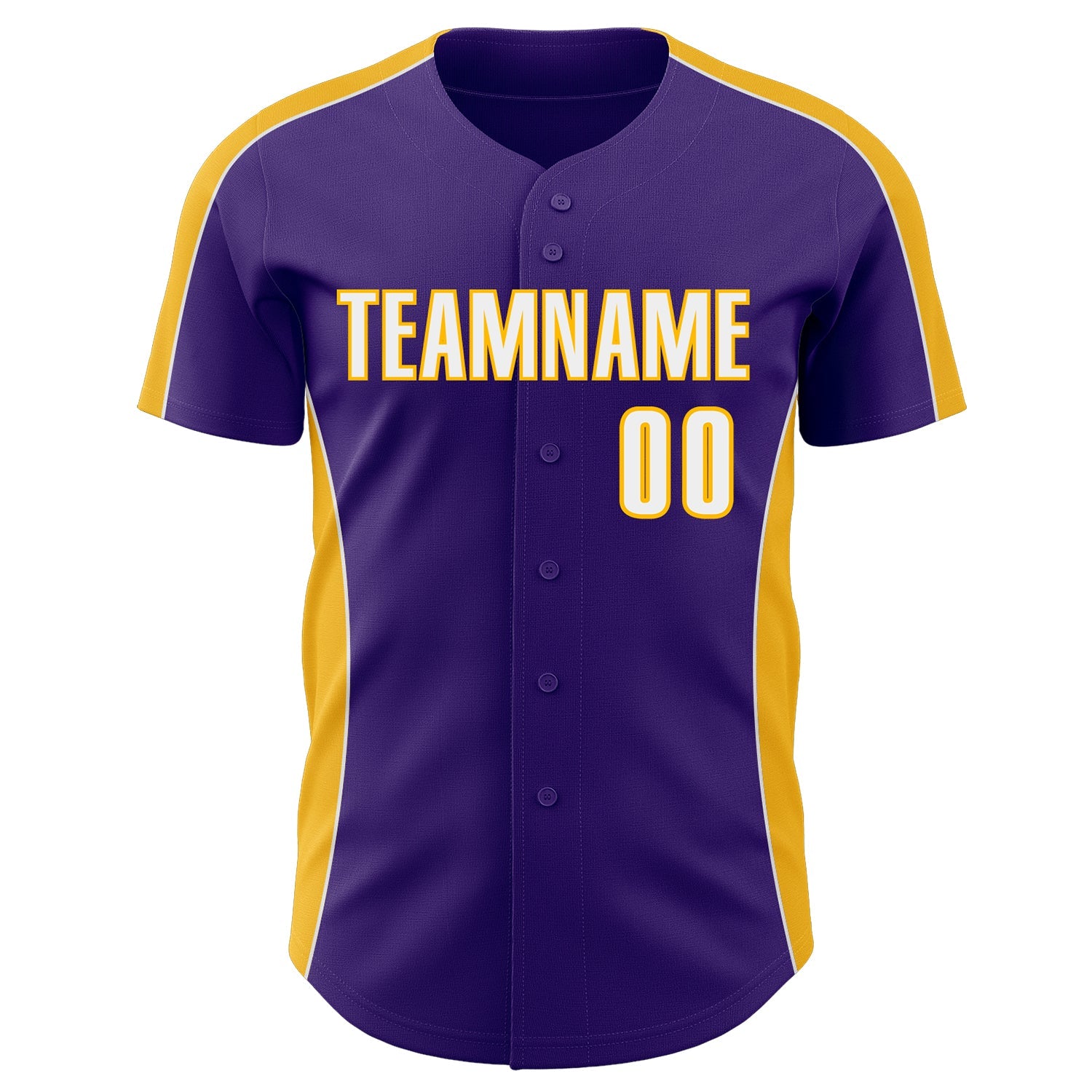Custom Purple White-Gold Classic Color Block Side Panel Stripe Authentic Baseball Jersey