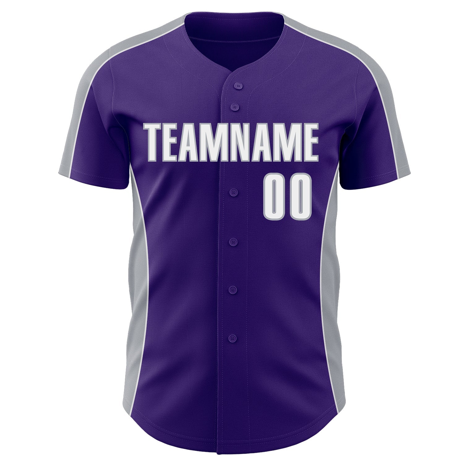 Custom Purple White-Gray Classic Color Block Side Panel Stripe Authentic Baseball Jersey
