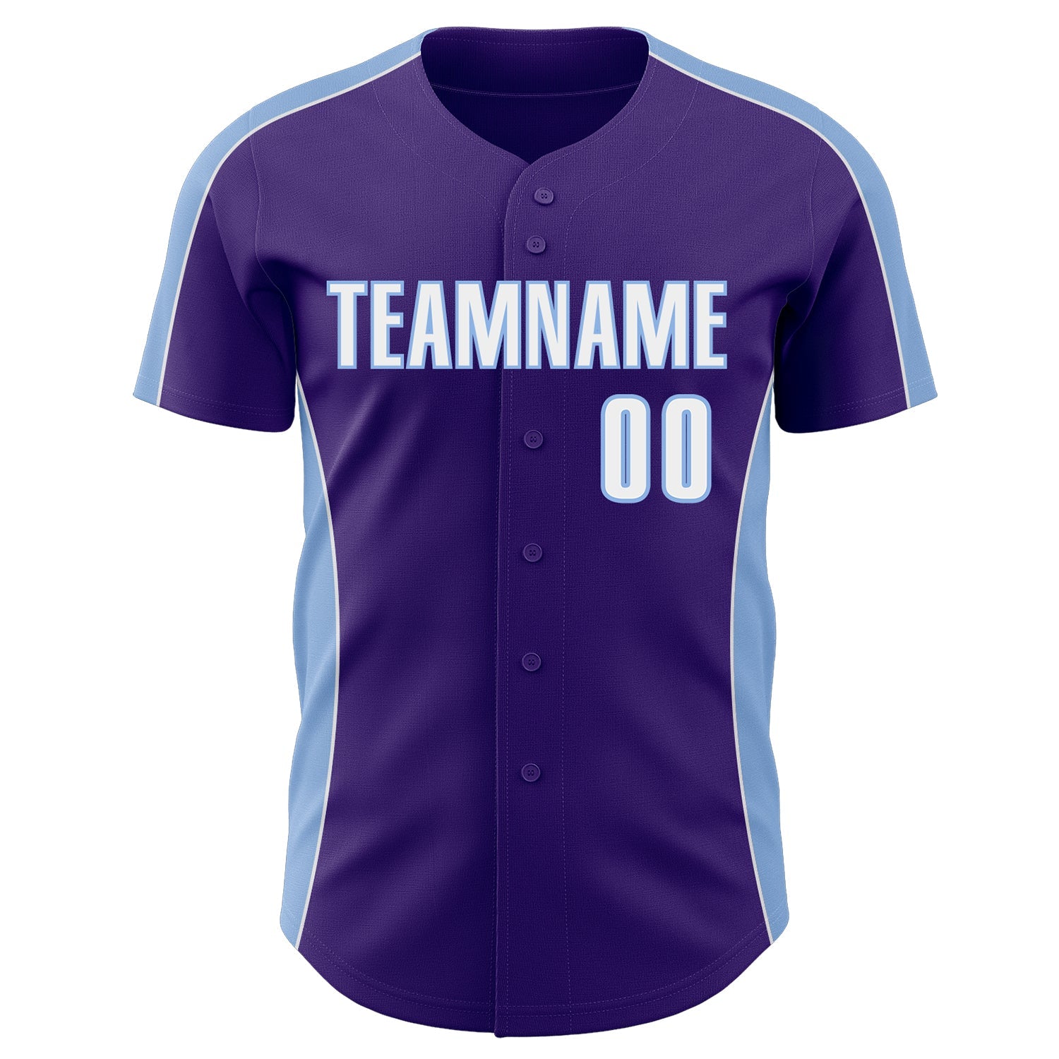 Custom Purple White-Light Blue Classic Color Block Side Panel Stripe Authentic Baseball Jersey