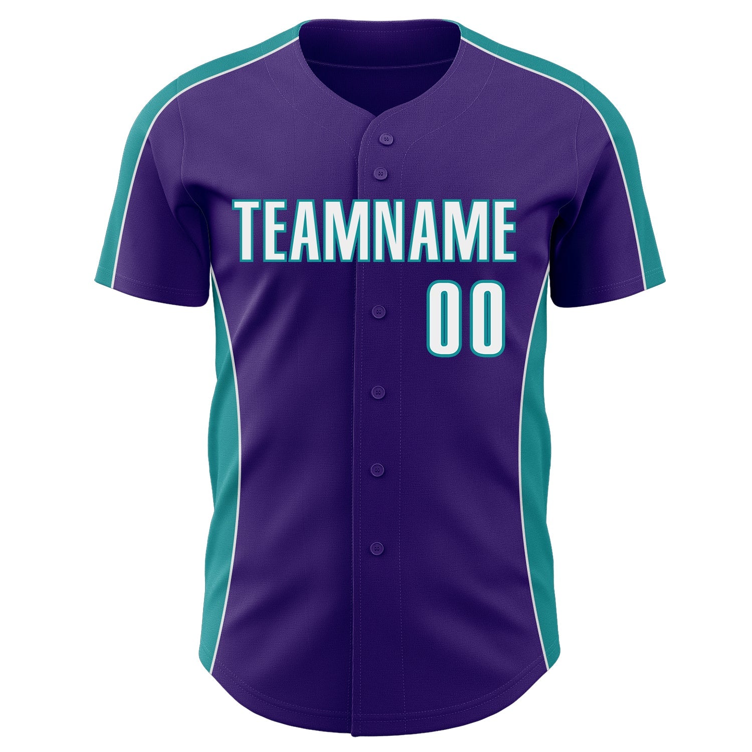 Custom Purple White-Teal Classic Color Block Side Panel Stripe Authentic Baseball Jersey