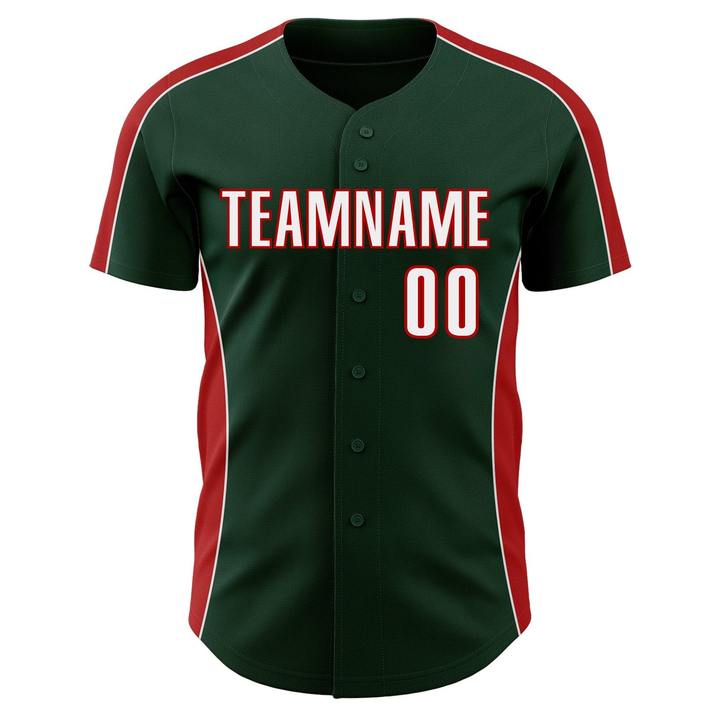 Custom Green White-Red Classic Color Block Side Panel Stripe Authentic Baseball Jersey