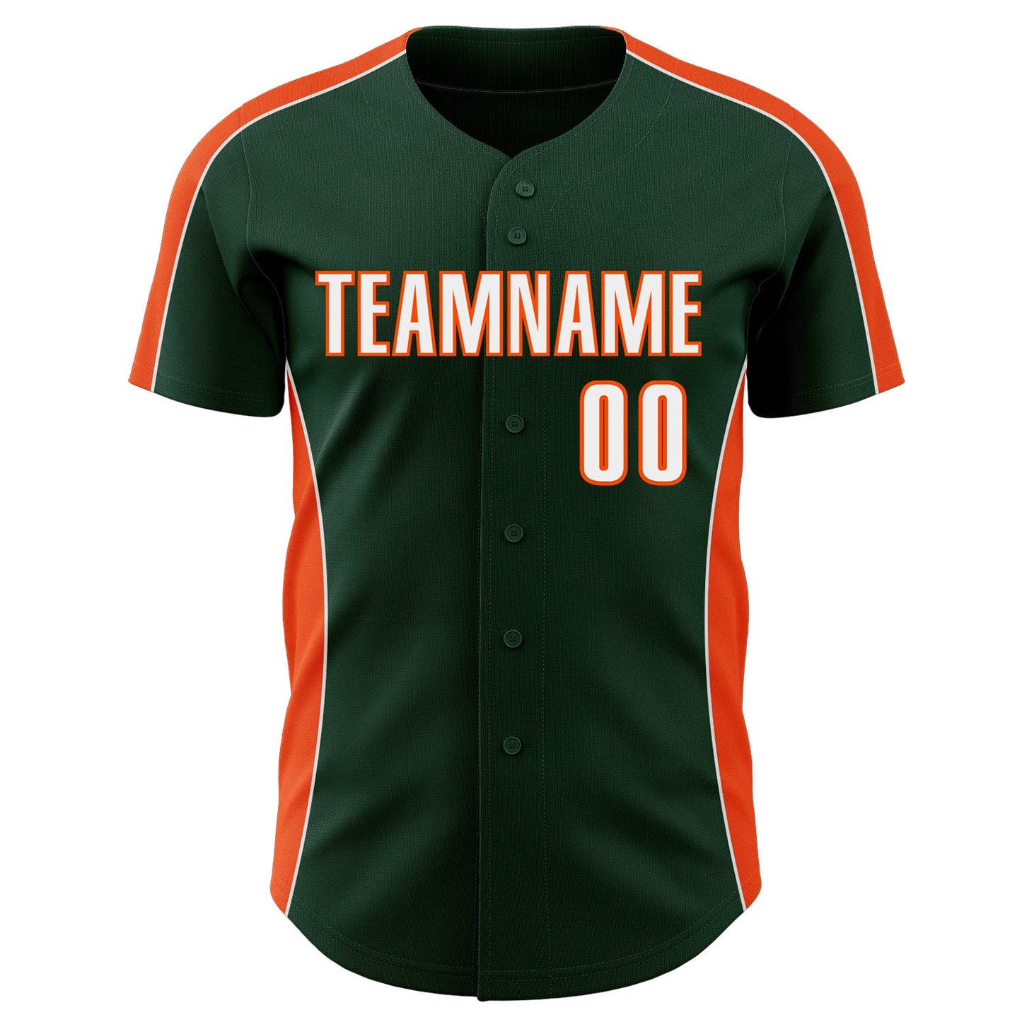 Custom Green White-Orange Classic Color Block Side Panel Stripe Authentic Baseball Jersey