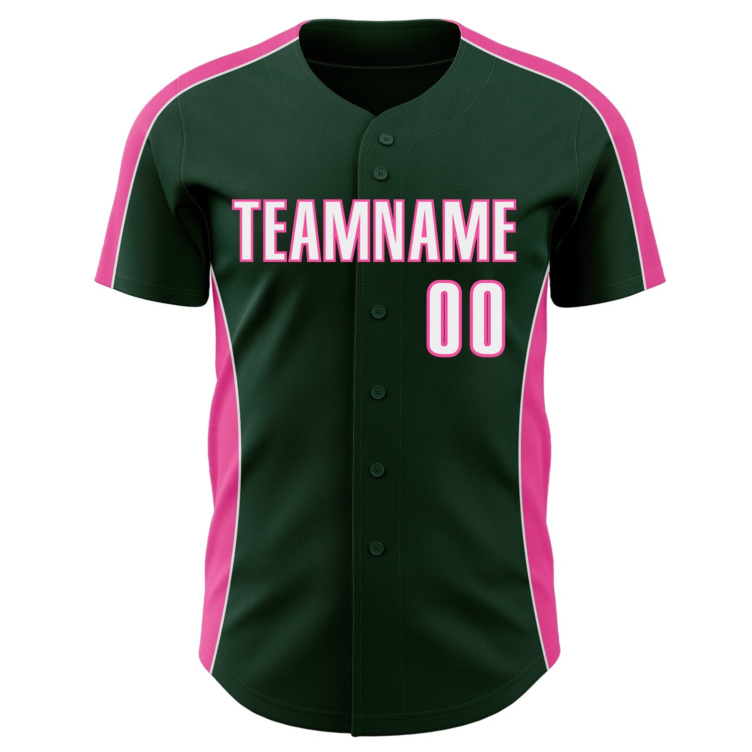 Custom Green White-Pink Classic Color Block Side Panel Stripe Authentic Baseball Jersey