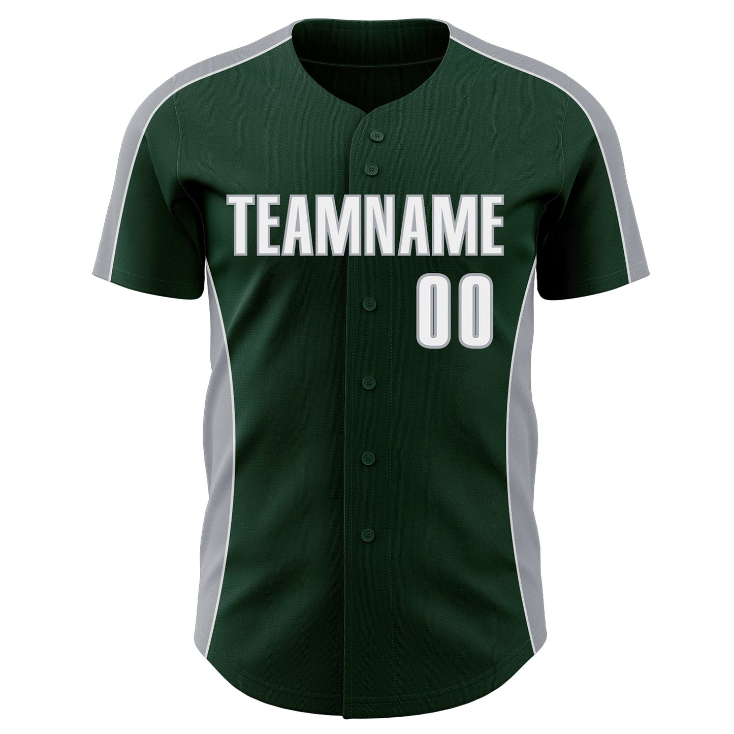 Custom Green White-Gray Classic Color Block Side Panel Stripe Authentic Baseball Jersey