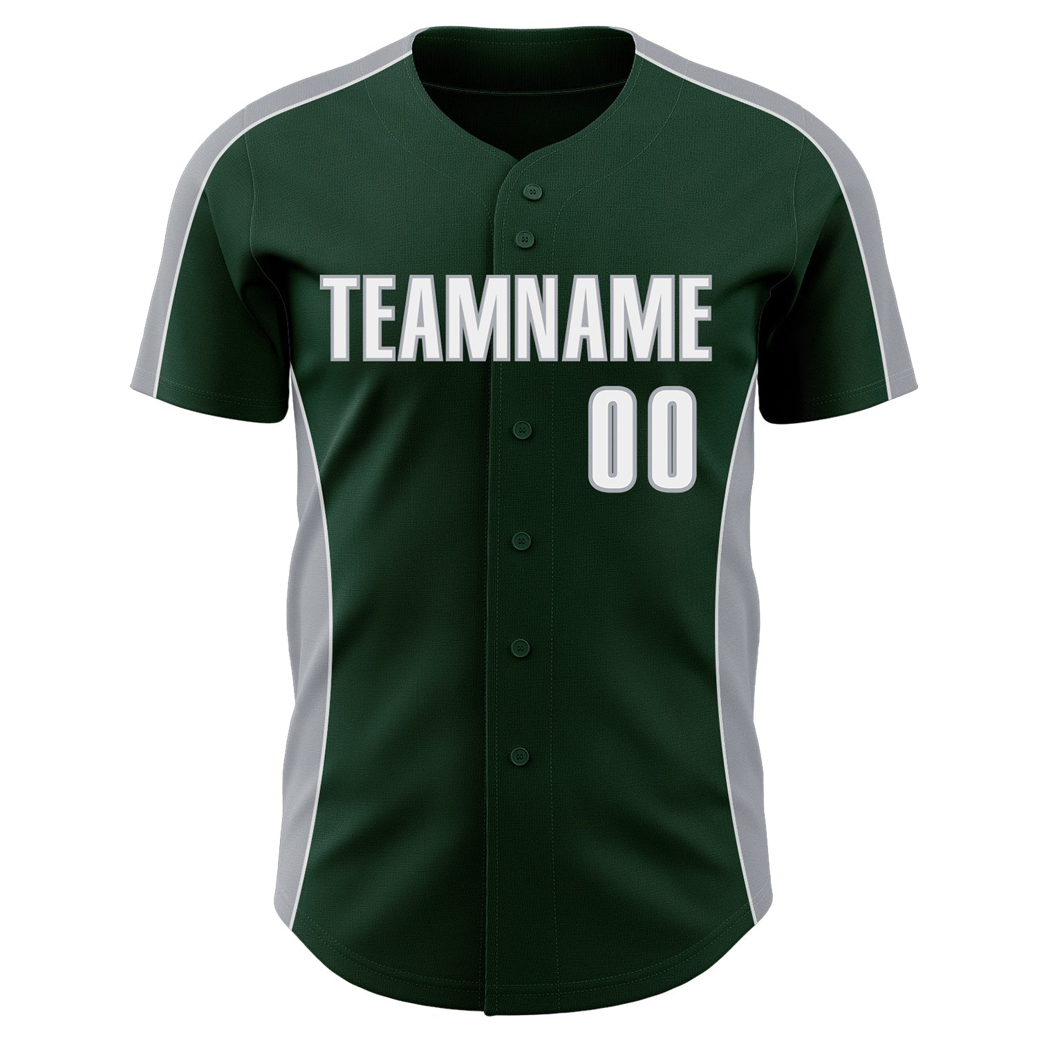 Custom Green White-Gray Classic Color Block Side Panel Stripe Authentic Baseball Jersey