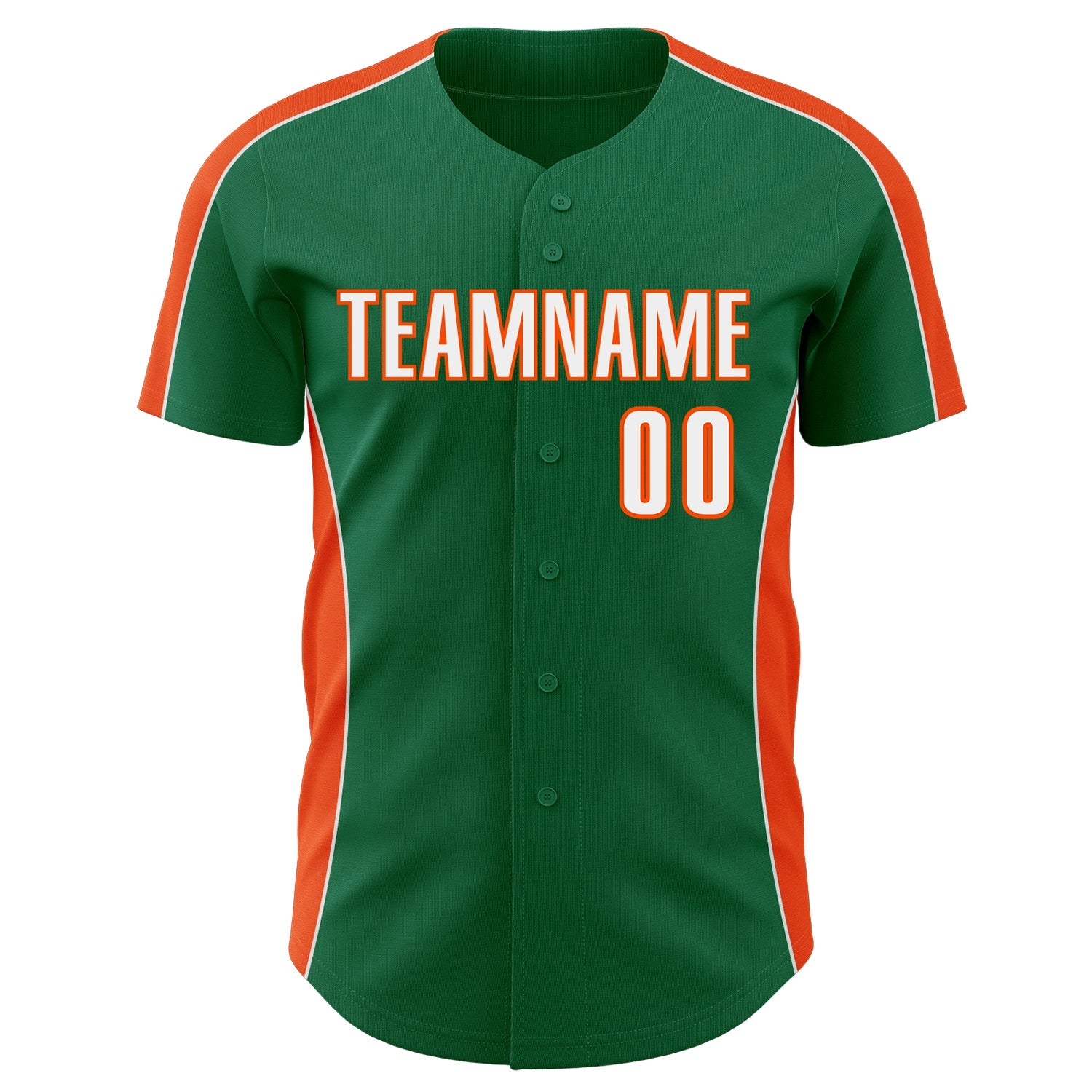 Custom Kelly Green White-Orange Classic Color Block Side Panel Stripe Authentic Baseball Jersey