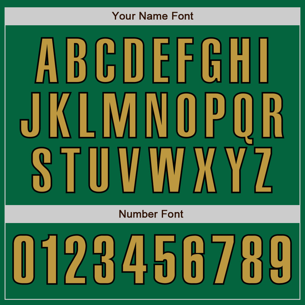 Custom Kelly Green Old Gold-Black Classic Color Block Side Panel Stripe Authentic Baseball Jersey