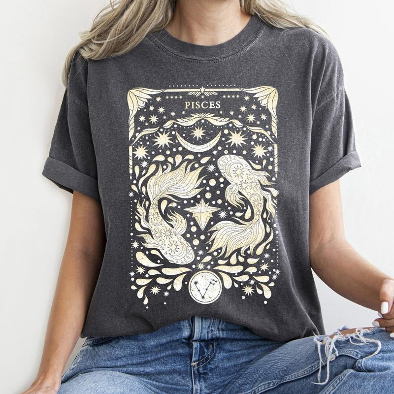 Pisces Celestial Zodiac Comfort Colors Tees, Horoscope, Astrology Hoodie, Sweatshirt | WearSparks.com