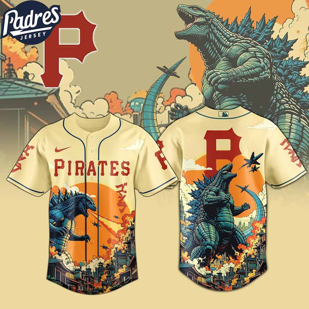Pittsburgh Pirates MLB Godzilla 2025 Baseball Jersey - Padres Jersey Oasis: Elevate Your Baseball Style Game T-Shirts,...