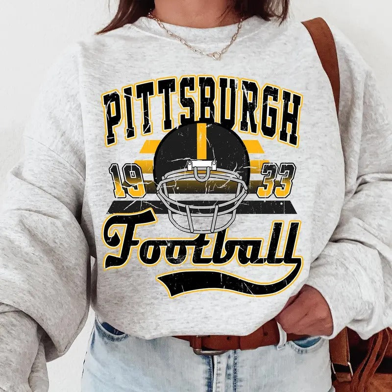 Pittsburgh Steeler Crewneck Sweatshir, T-Shirt, Vintage Steelers T-Shirt, Pittsburgh Game Day, Steeler Gifts Hoodie,...