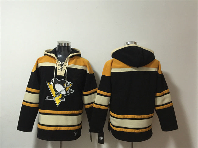 Pittsburgh Penguins Blank Black Lace-Up Pullover Hoodie