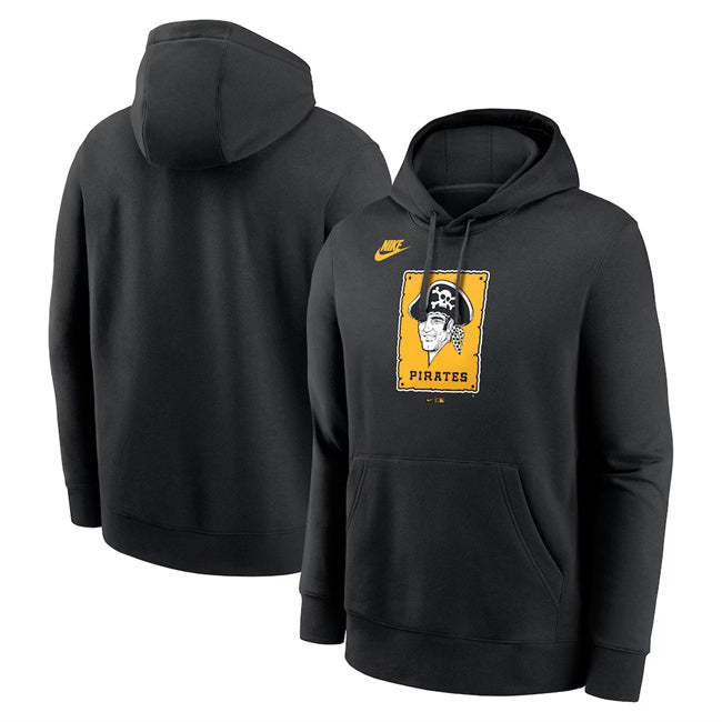 Pittsburgh Pirates Black Cooperstown Collection Logo Club Pullover Hoodie