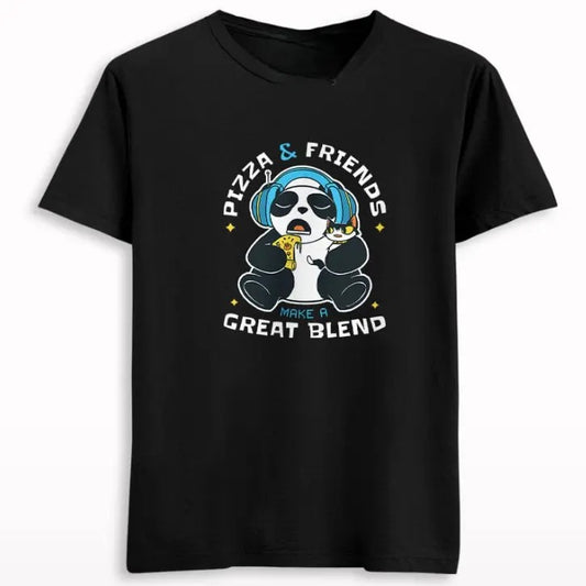 Pizza and Friends Unisex T-Shirt - Graphic Tee, Crew Neck, Short Sleeve, Medium, All Seasons, Machine Washable, Casual Style