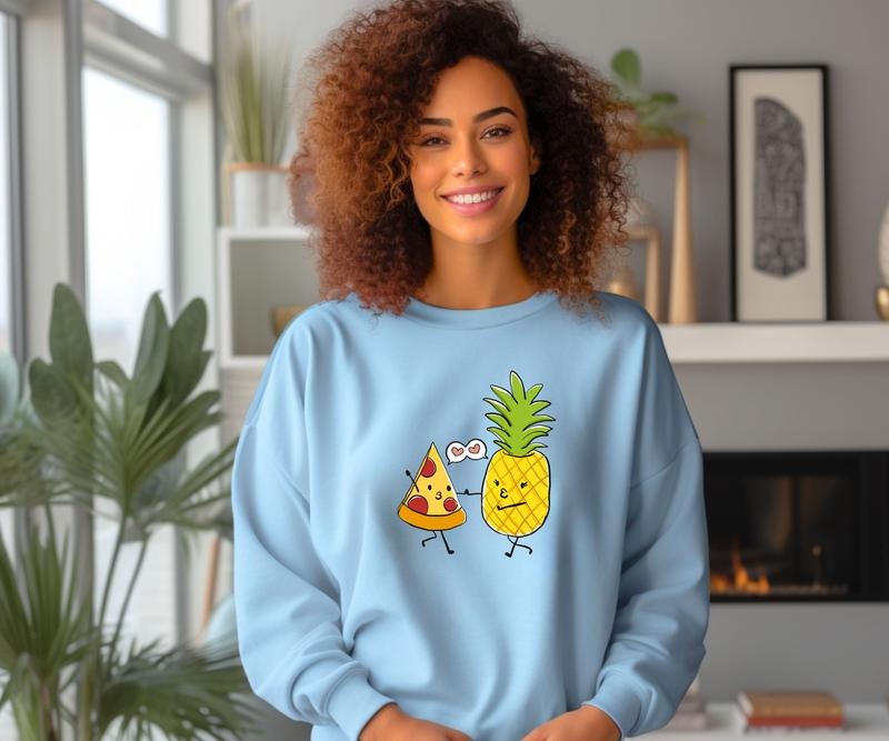 Pizza and Pineapple Crewneck Sweatshirt T-Shirts, Hoodie | WearSparks.com