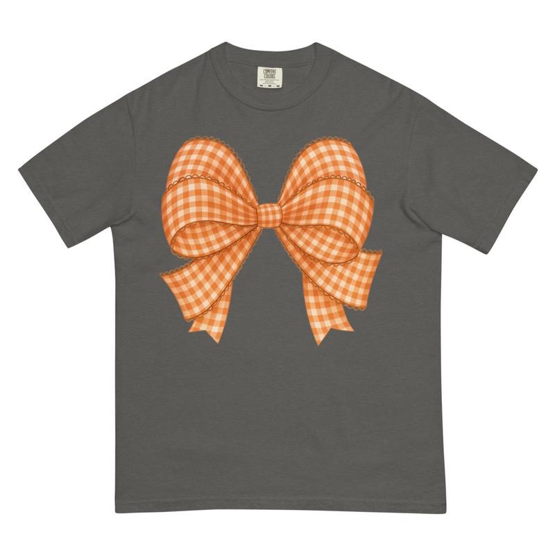 Plaid Fall Bow Shirt  ~ Unisex Apparel Relaxed Fit Printed In The USA Clothing Womenswear Casual Comfort Cotton Top...