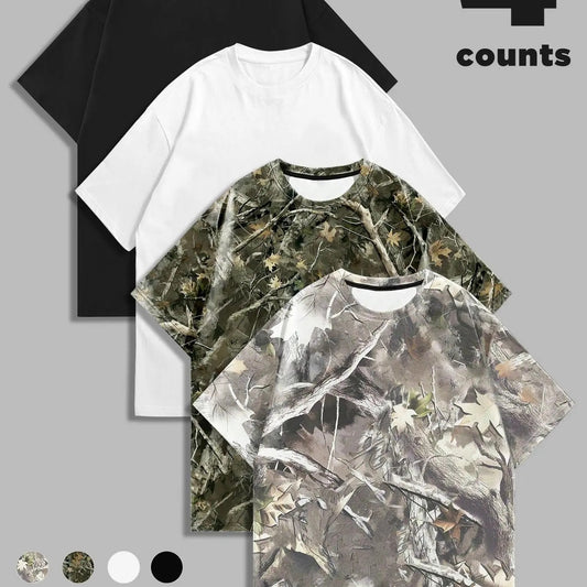 Men's All Over Print / Plain Short Sleeve Tee, Regular Fit Casual Comfy Round Neck T-shirt for Daily Wear, Men's Top for...