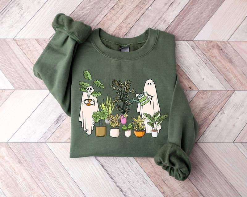 Plant Ghost Sweatshirt, Funny Ghost Plant Shirt, Halloween Plant Lady Shirt, Plant Lover Gift, Ghost Shirt, Spooky...