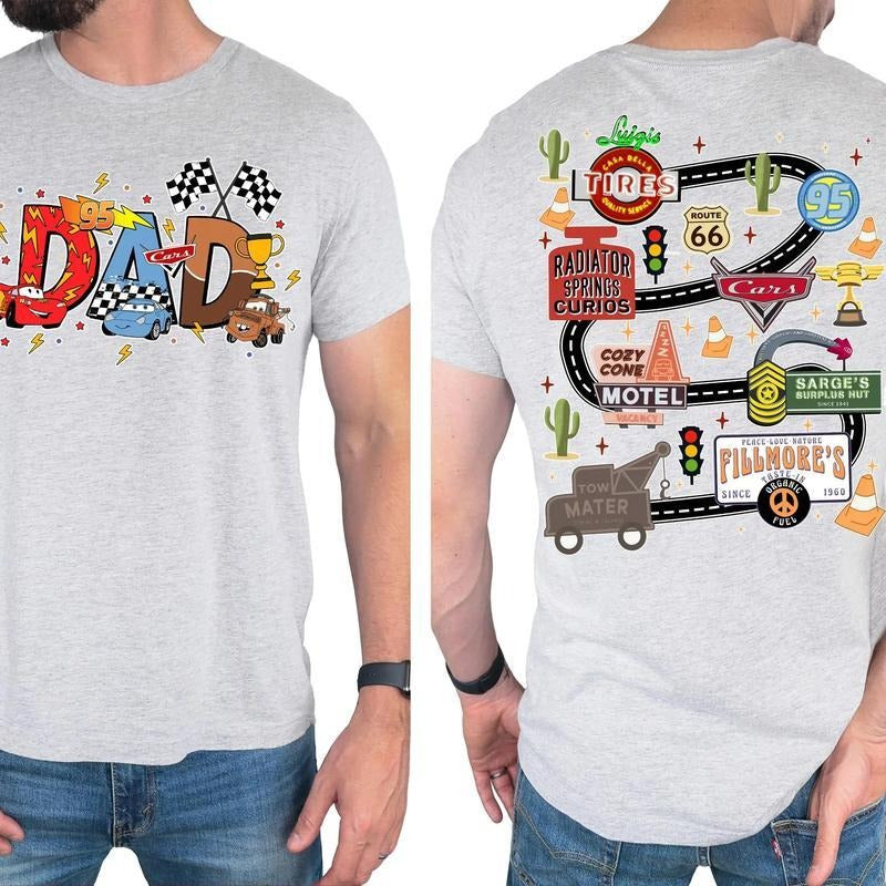 Play Cars On Dad's Back Mat Road Car Race Track MC Que Shirt, Playmat Massage Shirt, 95 Lightning MCQ Shirt, Father's Day...