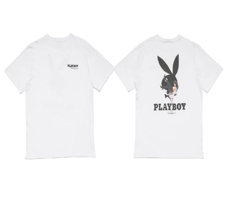 Playboy Classic Graphic Tee, White Streetwear Shirt, Minimalist Bunny Design, Casual Apparel, Menswear Womenswear Top...