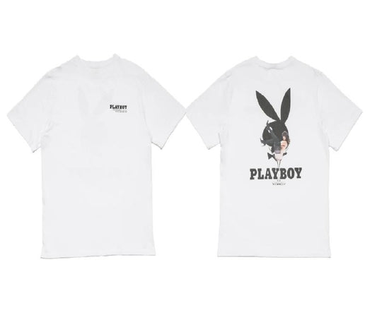 Playboy Classic Graphic Tee, White Streetwear Shirt, Minimalist Bunny Design, Casual Apparel, Menswear Womenswear Top...
