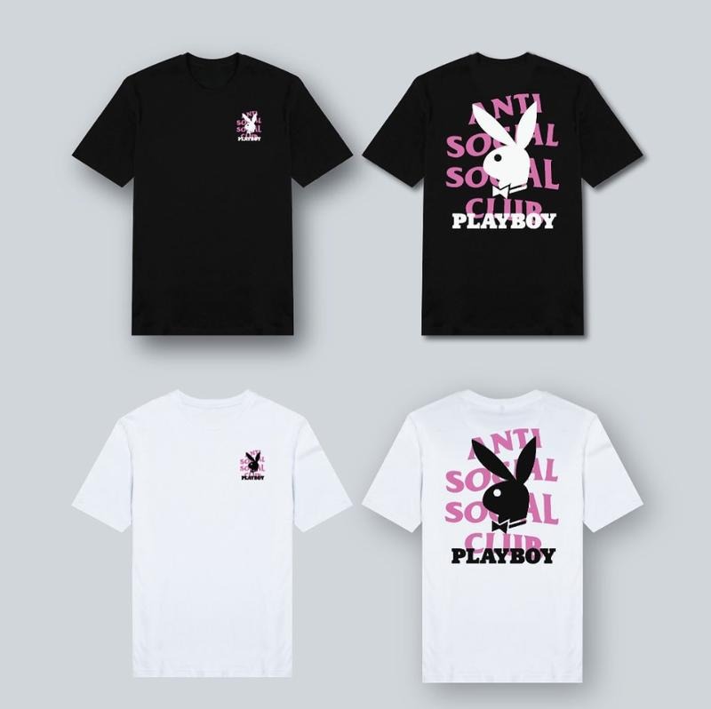Playboy x ANT1 SOC1AL SOC1AL CLUB T-Shirt, Black & White Streetwear Shirt, Bold Pink Bunny Graphic Tee, Unisex Trendy...